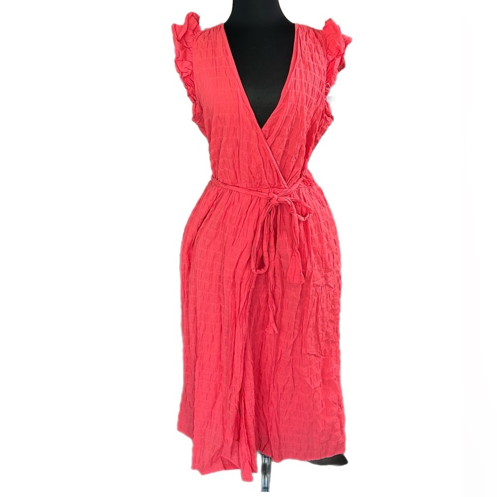 a new day Girls' Coral Red Wrap Dress with Tie Waist - Picture 1 of 9